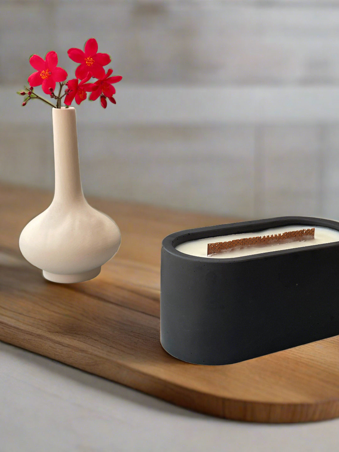A large elliptical candle